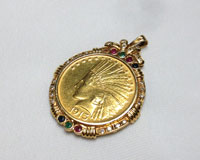 １８金枠 アメリカインディンアン10ドルコイン付き トップ